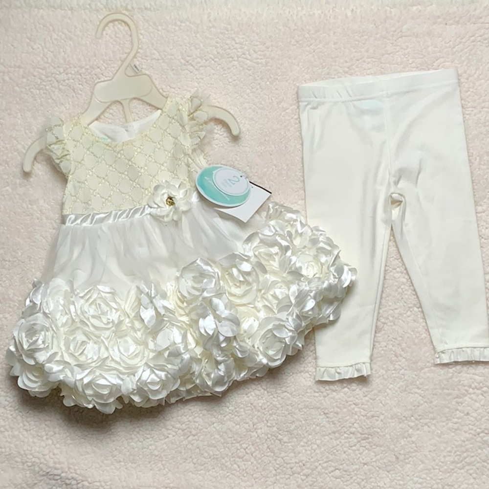 Nanette Baby Beautiful Cream Dress 12m